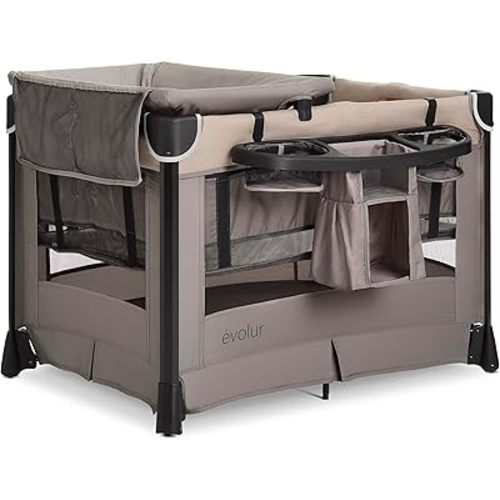 Evolur Cozy Cove Deluxe Playard in Biege