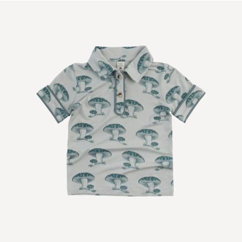 short sleeve piped polo tee | dark teal toadstool | bamboo
