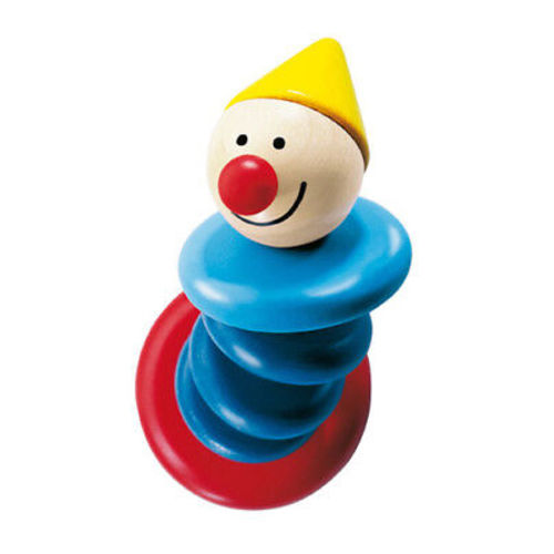 New HABA Piro Wooden Clown Baby Toy, Germany, manipulative grasping clacking