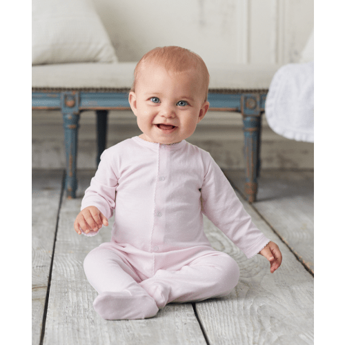 Pink/White New Kissy Dots Print Footie