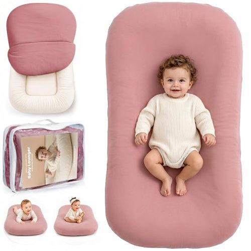 Infant Support Cushion - Soft Cotton Baby Support Cushion for 0-24 Months, Portable Tummy Time Mat for Home and Travel, Supervised Play Cushion, Baby Registry Gift (Includes Removable Birch Cover)