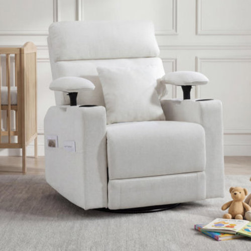 Alcott Hill® 360°Swivel Rocker Recliner Chair With Adjustable Armrests&Headrest,Nursery Glider For Breastfeeding | Wayfair