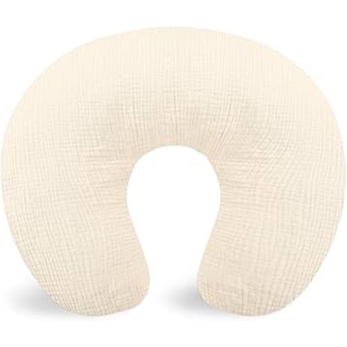 Hooyax Muslin Nursing Pillow Covers Only, Soft and Breathable Nursing Covers for Breastfeeding Pillows, Adorable Infant Feeding Pillow slipcover for Baby Boy and Girls (Wheat)
