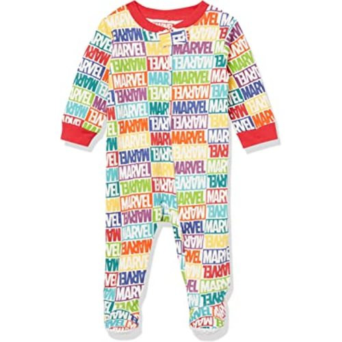 Amazon Essentials Disney | Marvel | Star Wars Unisex Babies' and Toddlers' Snug-Fit Cotton Footed Pajamas, Multipacks