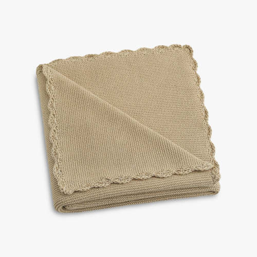 Cotton Knit Baby Blanket - Beige | Gooselings