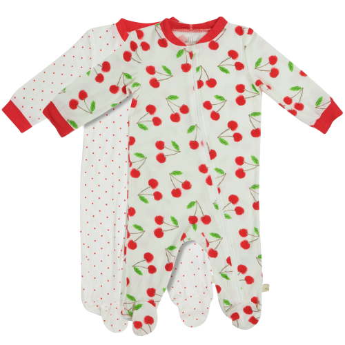 Milkberry Bamboo Pajamas Coverall for Baby Girls Footed Sleep Bodysuit for Infants Size 0-3 Months Cherry Blossom