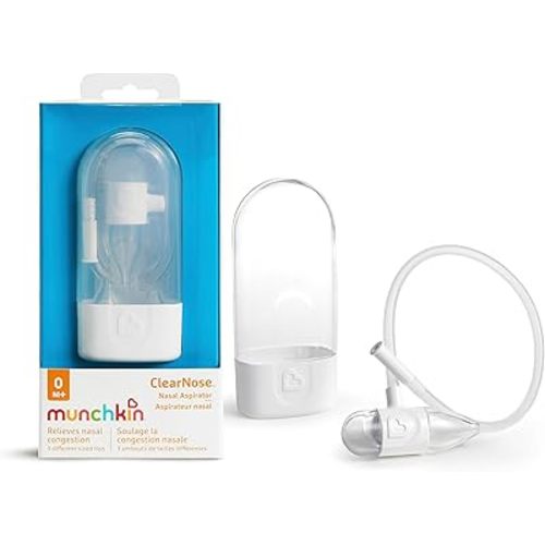 Munchkin® ClearNose™ Baby Nasal Aspirator - No Filters Needed, Gentle Nose Sucker for Baby Snot, Clear/White