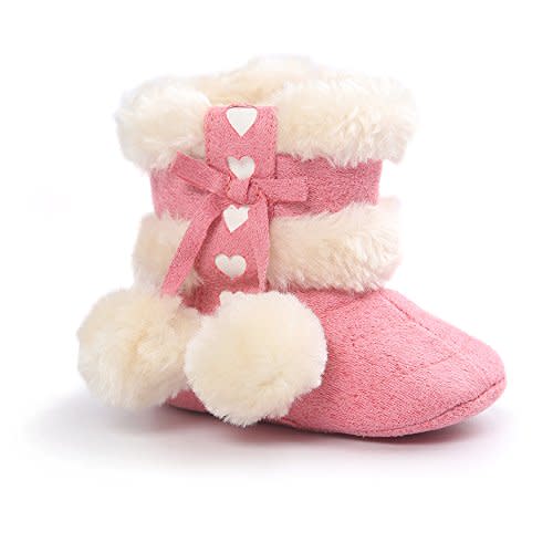 ESTAMICO Baby Girl Plush Winter Snow Bowknot Boots