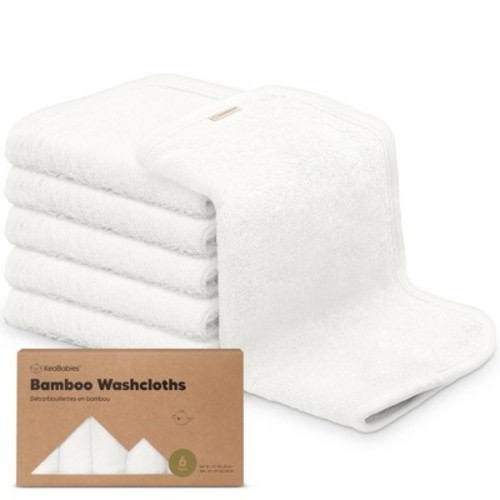 6pk Deluxe Baby Washcloths, Organic and Soft Baby Wash Cloth, Baby Bath Towel, Face Cloths, Color: Soft white