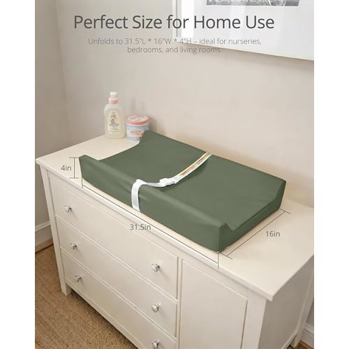 Vegan Leather Baby Changing Pad - Diaper Wipeable Changing Pad, Waterproof Cover Changing Mat for Dresser and Table,Taupe (Dark Green)
