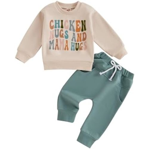 fhutpw Toddler Baby Boy Clothes Funny Letter Long Sleeve Sweatshirt Pullover Top Jogger Pants Fall Winter Outfits