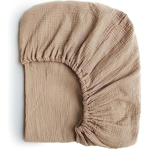 Konssy Muslin Fitted Crib Sheets 100% Cotton Baby Crib Sheets for Standard Crib Mattress (28 X 52 Inches), Soft and Breathable for Boy, Girl (Sepia)