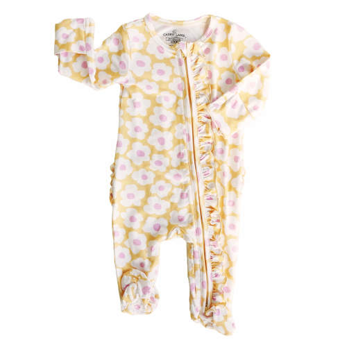 Sunshine Daisy Ruffle Zipper Footie