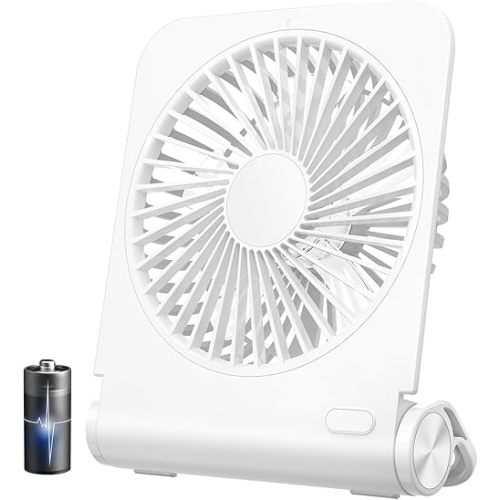 EasyAcc Small Powerful Desk Fan, 2000 Rechargeable Battery Fan - Fuly Foldable, Strong Wind, 4 Speeds - USB C Fan for Home, Travel, Cruise, Sporting Events, Hot Flashes - Ideal Gift for Men Women