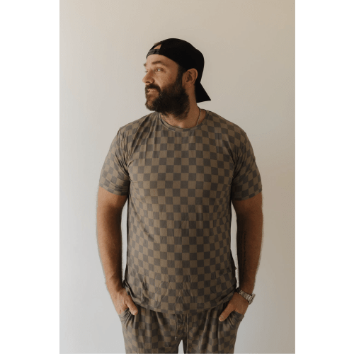 Men's Bamboo Short Sleeve Pajama | Faded Checkerboard