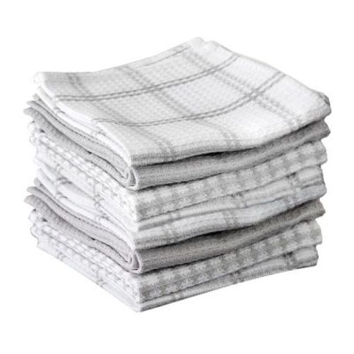 T-fal Coordinating Flat Waffle Weave Dish Cloth, Eight Pack, Gray