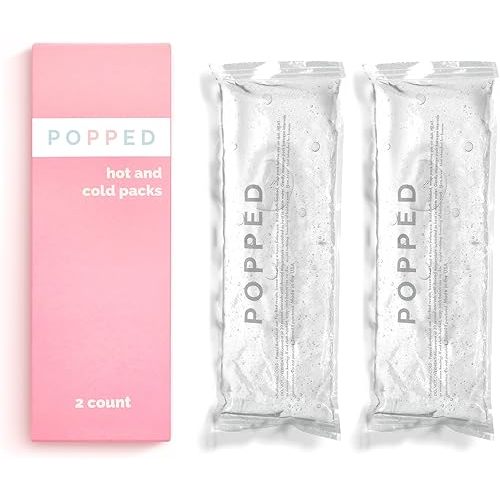 Popped Reusable Hot and Cold Packs | Made in The USA | Perineal Ice Packs, Cooling Pads for Postpartum Essentials | Gel Pack for Pain Relief, Hemorrhoids, and Cramping After Birth (2 Count)