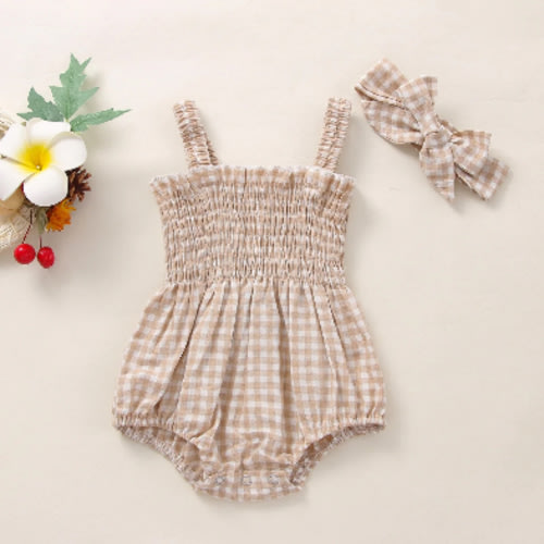 Gingham Bubble Onesie and Bow – The Ollie Bee