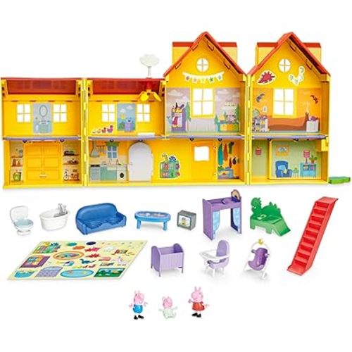 PEPPA PIG Peppa's Big Family House Playset with 3 Figures, 11 Accessories, 2025 Version with Baby Evie, Preschool Toys for Girls and Boys 3 and Up
