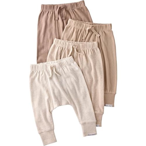 Jordan 4-Pack Jogger Baby & Toddler Pants 100% Organic Cotton Natural (0-3M)