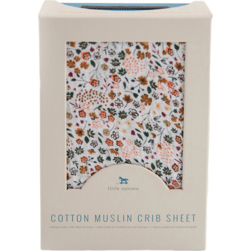 Cotton Muslin Crib Sheet, Pressed Petals - Little Unicorn | Maisonette