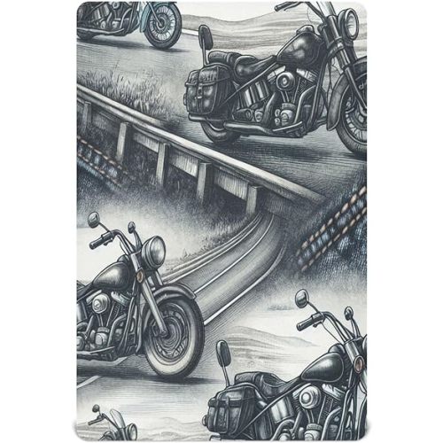 High Way Motorcycles Baby Crib Sheets - Soft & Breathable Fitted Sheets for Boys & Girls, for Standard Cribs & Toddler Beds (27 x 39 in)