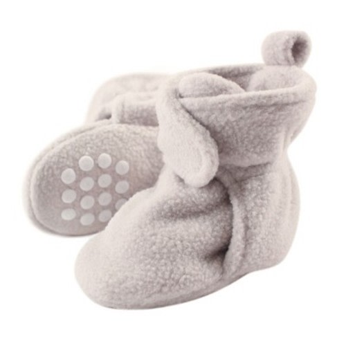 Luvable Friends Baby and Toddler Cozy Fleece Booties, Gray, Size: 0-6 months