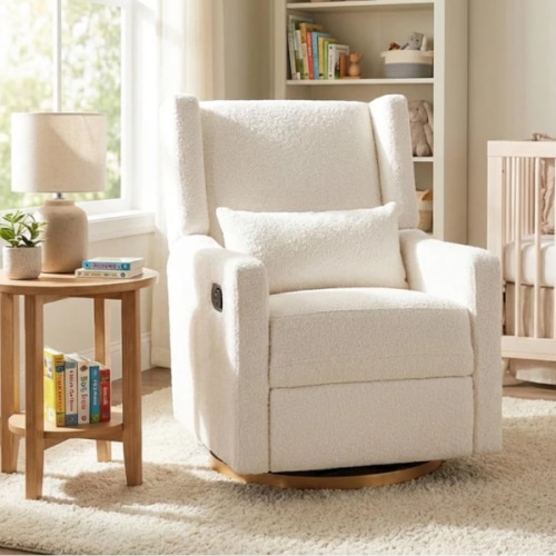 Aletta Cream Boucle 39" Nursery Power Swivel Glider Recliner