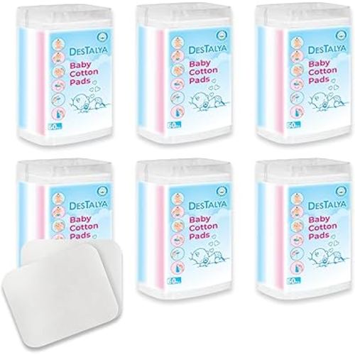 Baby Cotton Pads for Diaper Change by Destalya | 360 Count | Soft Large | Sensitive Skin | Lint-Free |100% Cotton Squares (Maxi Pads 360)