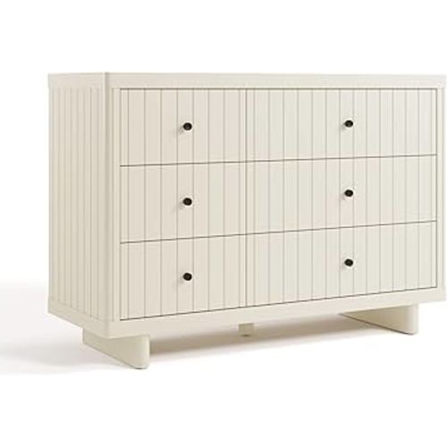 Storkcraft Kyoto 6 Drawer Dresser (Frosted Oat) - GREENGUARD Gold Certified, Nursery & Kids' Bedroom, Safety Interlocking Drawer System, & Easy Assembly with Pre-Installed Tracks