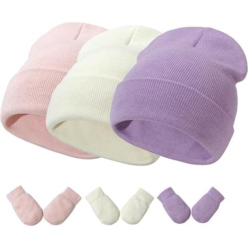 Baby Hats and Mittens Set Infant Toddler Beanie Caps Hospital Hat Set Newborn Gloves for Baby Boys Girls