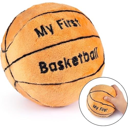Plush Baby Basketball Rattle | Baby Basketball Toy | Learning Content | Great Gift for Baby and Toddler Girls or Boys | 0-36 Months