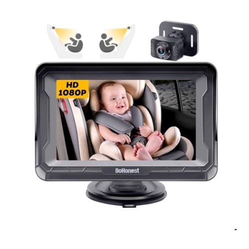 DoHonest Baby Car Camera HD 1080P - Rear-Facing Car Baby Monitor with Night Vision, Adjustable View Angle, Easy Setup, Anti-Glare Display, Safety for Kids & Infants