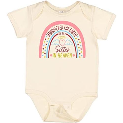 inktastic Handpicked for Earth By My Sister in Heaven- Rainbow Baby Bodysuit