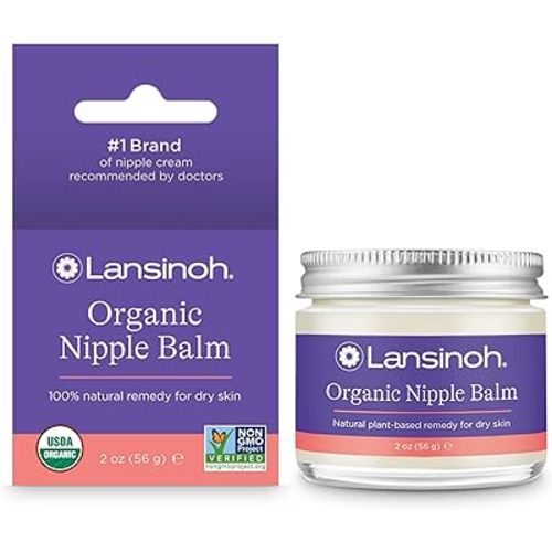 Lansinoh Organic Nipple Butter, 2 oz Jar, Safe for Breastfeeding Baby, Soothing Postpartum & Nursing Care for Moms