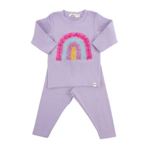 Girls' Bright Tulle Rainbow Applique 2-Piece Tee and Pant Set - Baby