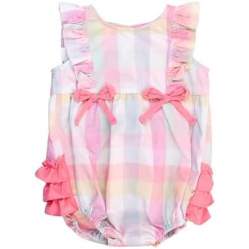 RuffleButts® Baby/Toddler Girls Sleeveless Tank Bubble Romper