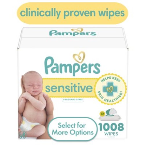 Pampers Sensitive Baby Wipes 12-Pack, 1008 Wipes with Pop-Top, Perfect with Swaddler Diapers
