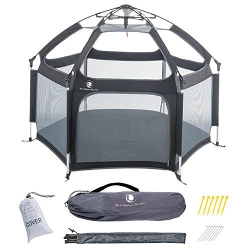 POP 'N GO Premium Indoor and Outdoor Baby Playpen - Portable, Lightweight, Pop Up Pack and Play Toddler Play Yard w/ Canopy and Travel Bag - Black