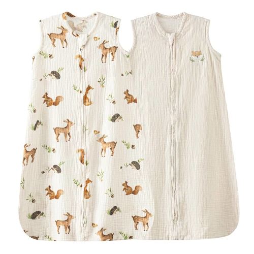 david's kids Muslin Cotton Baby Sleep Sack 6-12 Months, 2 Pack 100% Cotton Sleeping Bag for Summer, TOG 0.5 Baby Wearable Blankets with 2-Way Zipper, Soft Sleep Sacks for Newborn Infant, Animal