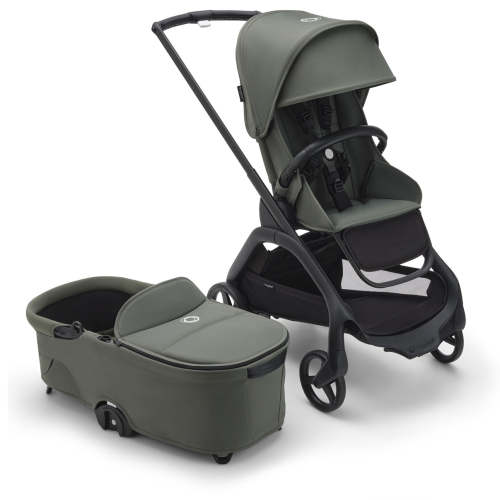 Bugaboo Dragonfly Complete Lightweight Compact Stroller + Bassinet - Black / Forest Green / Forest Green