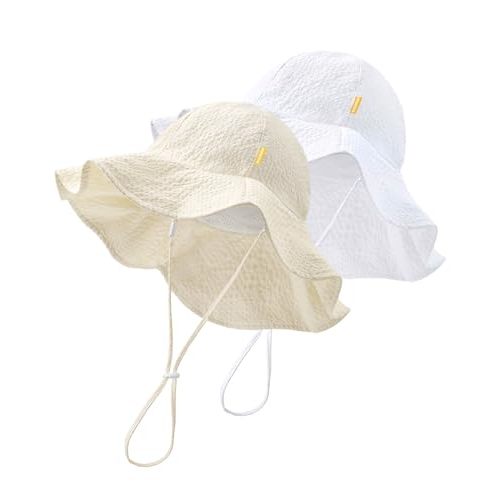 HONGTEYA Baby Sun Hat Toddler Girl Beach Hat Adjustable Outdoor Summer Hat Sun Protection Wide Brim Infant Kids