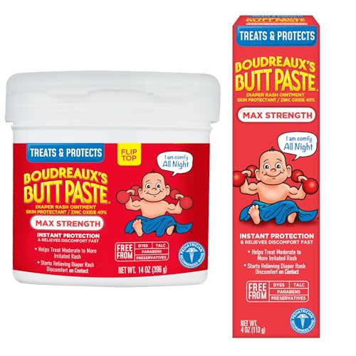 Boudreaux's Butt Paste Diaper Rash Ointment, Maximum Strength, 14 Oz w/Boudreaux's Butt Paste Diaper Rash Ointment | Maximum Strength | 4 Ounce (Pack of 1) Tube | Paraben