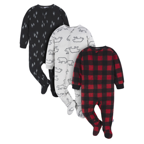 Gerber Baby and Toddler Neutral Microfleece Blanket Sleeper Pajamas, 3-Pack, Sizes 0/3M-5T