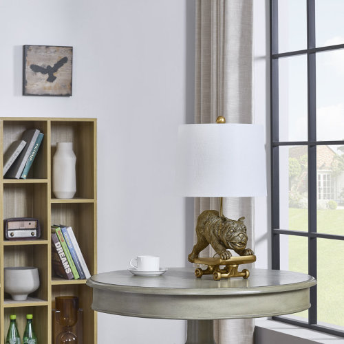 House of Hampton® 22.5" Gold Resin Bulldog Table Lamp With Shade | Wayfair