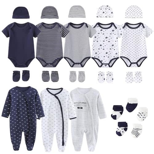 Ruliby New Born Clothes Cotton Layette Gift Set Unisex Baby Outfit and Accessories Newborn Essentials Must Haves