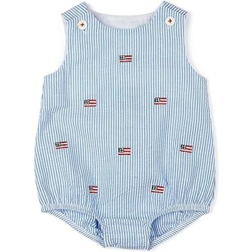 Good Lad Newborn Boys July 4th Seersucker Romper