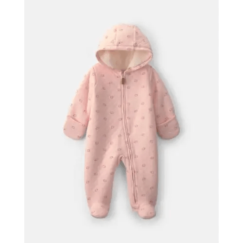 Baby Girl Sheep Teddy Fleece Long-Sleeve Jumpsuit - Pink | Carter's
