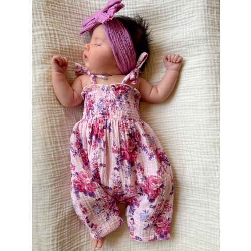Muslin Smocked Jumpsuit, Violet Rose