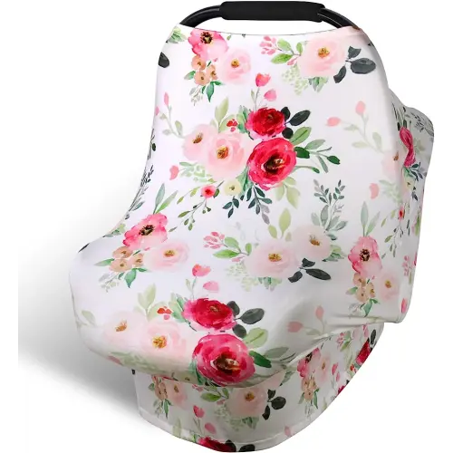 Car Seat Covers for Babies, Rquite Nursing Covers Breastfeeding Scarf, Infant Carseat Canopy, Stretchy Soft Breathable Multi-Use Cover Ups for Stroller High Chair Shopping Cart